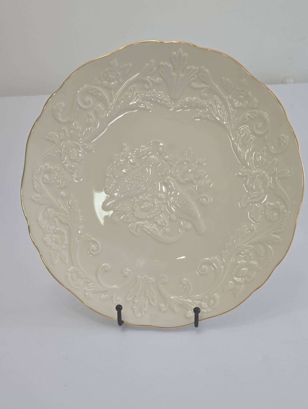 Lenox The Lenox China Anniversary Plate Gold Trim Lovebirds Peonies  USA